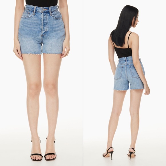 Aritzia Denim Forum Yoko High Rise Mid Thigh Cut-Off Denim Shorts - Size 29 - Picture 2 of 16